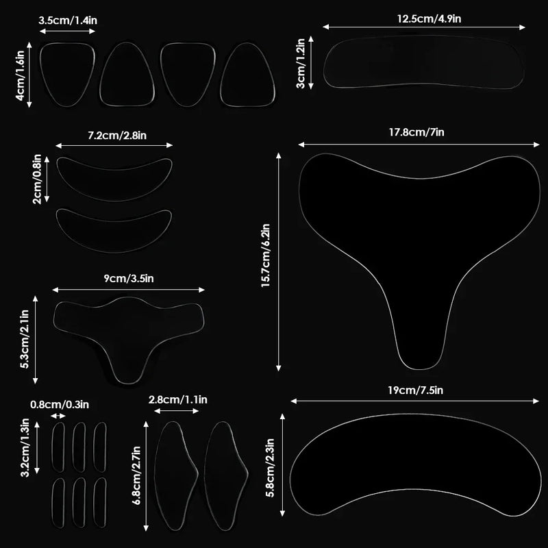 Adesivo de silicone reutilizável para remoção de rugas, rosto, testa, pescoço, adesivos para os olhos, almofadas antirrugas, adesivos antienvelhecimento para pele - Frete grátis para todo Brasil